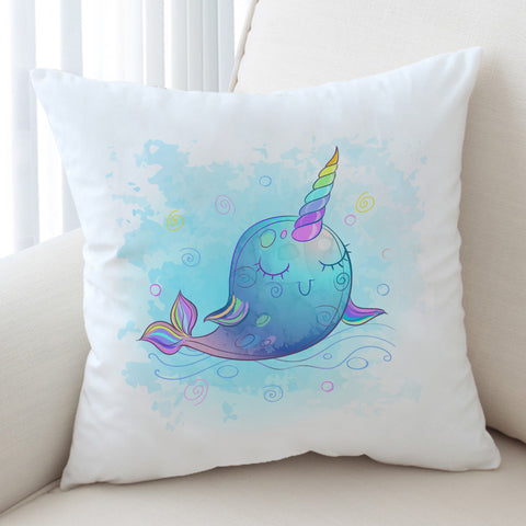 Image of Cute Cartoon Unicorn Whale SWKD4285 Cushion Cover