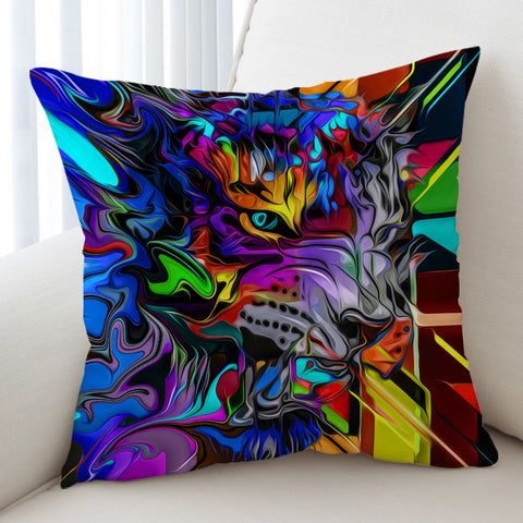 Image of Colorful Curve Art Wolf SWKD4288 Cushion Cover