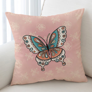 Vintage Butterfly Floral Pink Theme SWKD4291 Cushion Cover