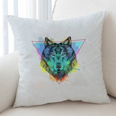 Image of Colorful Splash Watercolor Wolf SWKD4299 Cushion Cover