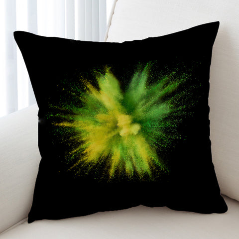 Image of Green & Yellow Splash Black Theme SWKD4301 Cushion Cover