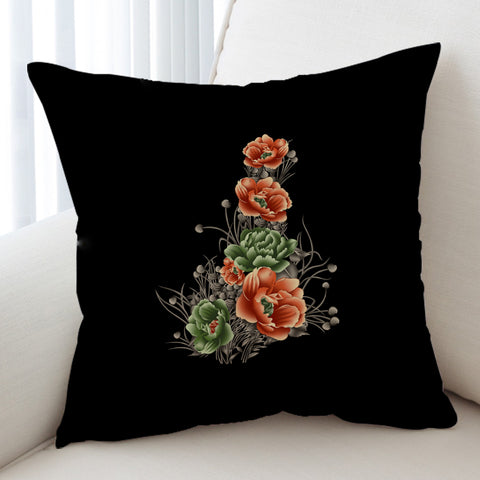 Image of Green & Salmon Lotus SWKD4302 Cushion Cover