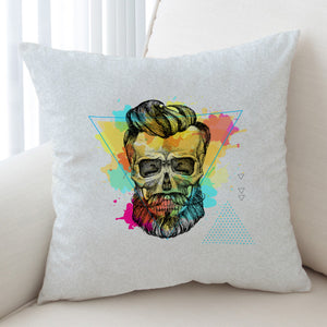 Pastel Watercolor Splash Barber Skull SWKD4306 Cushion Cover