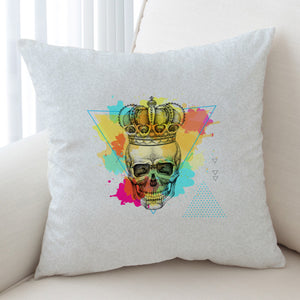 Watercolor Splash King Crown Skull SWKD4319 Cushion Cover