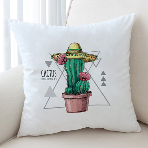 Image of Tiny Cartoon Cactus Flower Triangle Illustration SWKD4326 Cushion Cover