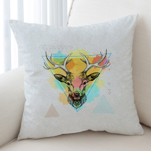 Image of Colorful Splash Vintage Deer Triangle SWKD4327 Cushion Cover