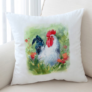 White Chicken Watercolor Painting SWKD4331 Cushion Cover