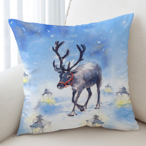 Snow Little Deer Watercolor Painting SWKD4332 Cushion Cover