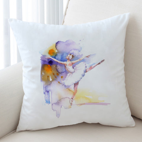 Image of Ballet Dancing Lady Watercolor Painting SWKD4333 Cushion Cover