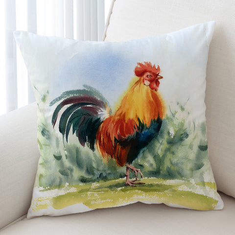 Image of Rooster Watercolor Painting SWKD4334 Cushion Cover