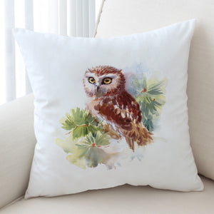 Owl On Tree Watercolor Painting SWKD4397 Cushion Cover