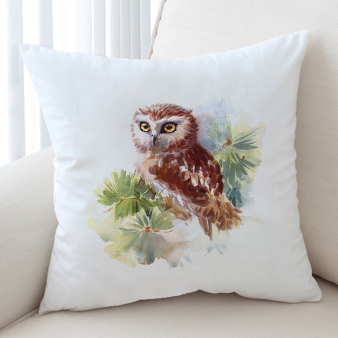 Image of Owl On Tree Watercolor Painting SWKD4397 Cushion Cover
