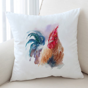 Rooster White Theme Watercolor Painting SWKD4399 Cushion Cover