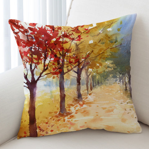 Image of Summer Maple Trees Forest Watercolor Painting SWKD4400 Cushion Cover