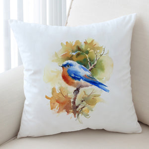 Blue Sparrow White Theme Watercolor Painting SWKD4401 Cushion Cover