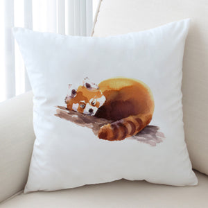 Lazy Orange Racoon Watercolor Painting SWKD4411 Cushion Cover