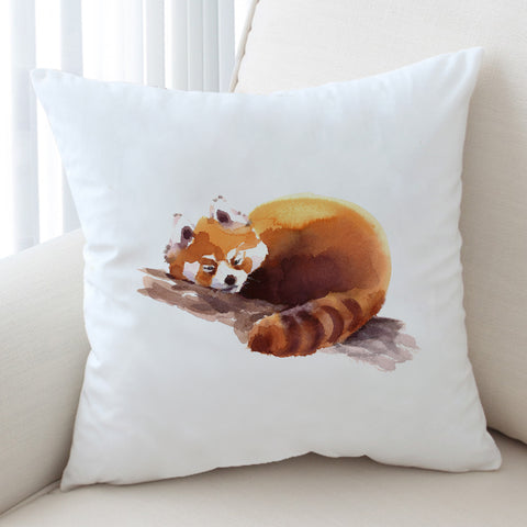 Image of Lazy Orange Racoon Watercolor Painting SWKD4411 Cushion Cover