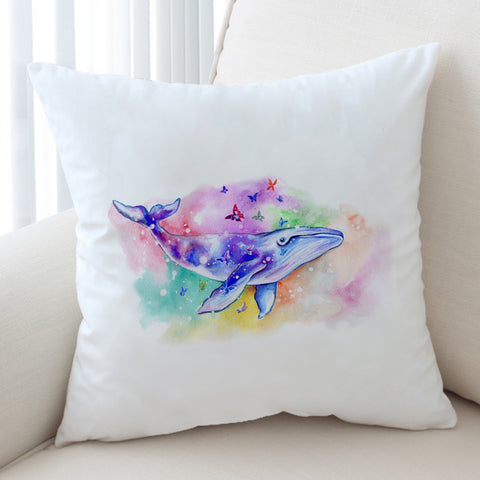 Image of Galaxy Whale Colorful Background Watercolor Painting SWKD4413 Cushion Cover