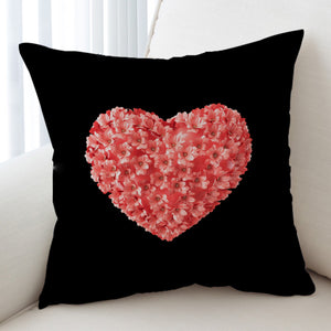 Multi Pink Flowers In Heart Shape Black Theme SWKD4414 Cushion Cover