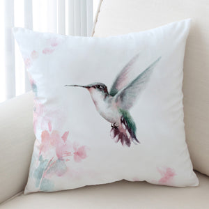 Flying Green Sunbird Watercolor Painting SWKD4415 Cushion Cover