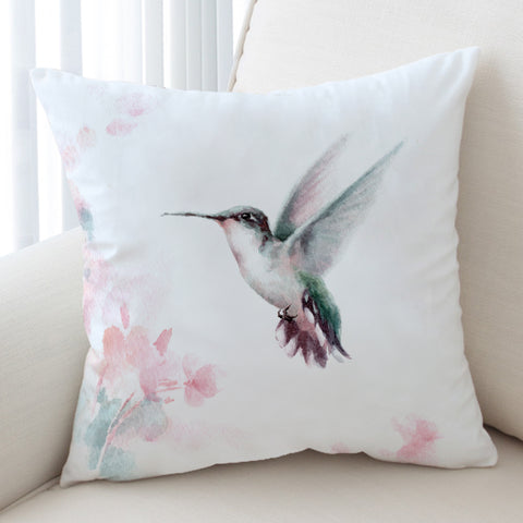 Image of Flying Green Sunbird Watercolor Painting SWKD4415 Cushion Cover