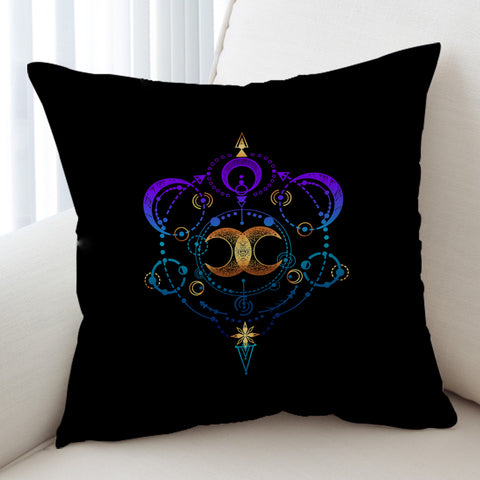 Image of Galaxy Moon Gradient Mint & Purple Zodiac Black Theme SWKD4416 Cushion Cover