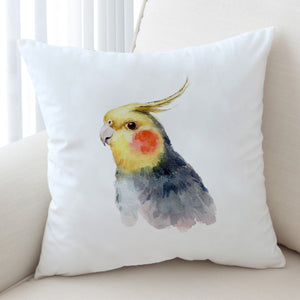 Yellow & Black Parrot White Theme Watercolor Painting SWKD4417 Cushion Cover