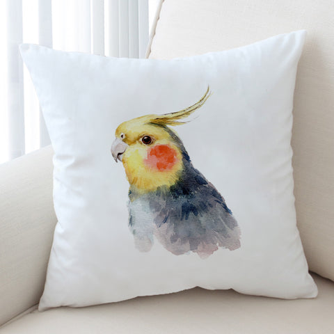 Image of Yellow & Black Parrot White Theme Watercolor Painting SWKD4417 Cushion Cover