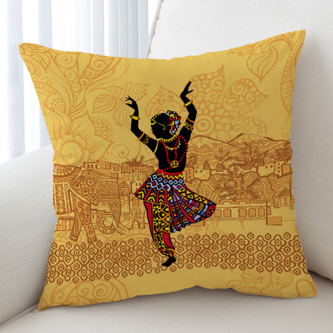 Image of Dancing Egyptian Lady In Aztec Clothes SWKD4426 Cushion Cover