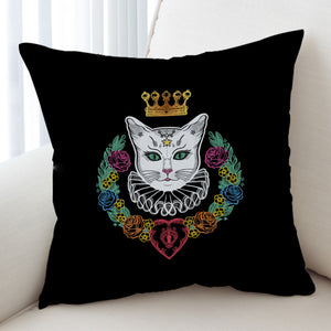 Colorful Flowers & White Cat Crown SWKD4427 Cushion Cover