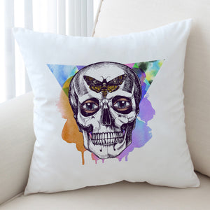 Butterfly Skull Sketch Colorful Watercolor Background SWKD4432 Cushion Cover