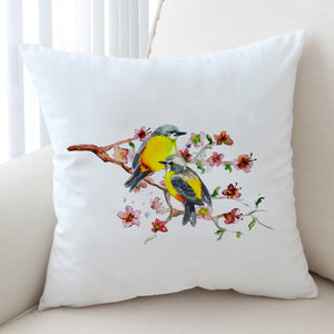 Yellow Sunbirds On Blossom Branchs SWKD4439 Cushion Cover