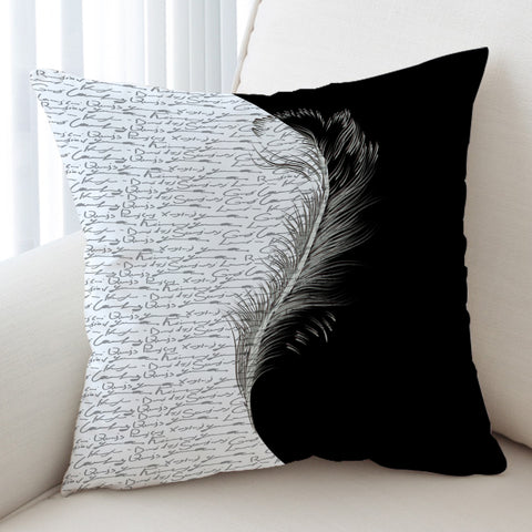 Image of B&W Boundary Hand Written Letter By Feather SWKD4442 Cushion Cover