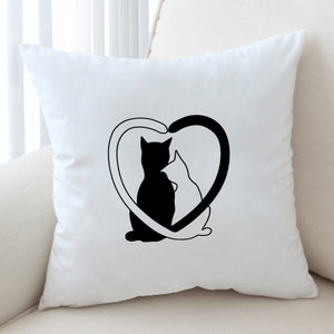 B&W Couple Cats SWKD4490 Cushion Cover