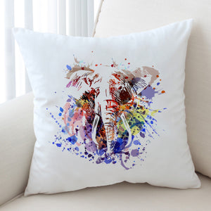 Colorful Spray Elephant SWKD4496 Cushion Cover