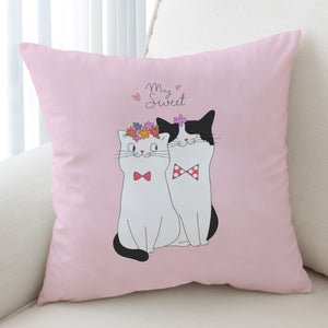 Cute My Sweet Loving Cats Pink Theme SWKD4507 Cushion Cover