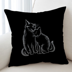 Loving Cats White Sketch Black Theme SWKD4513 Cushion Cover