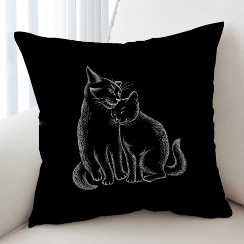 Image of Loving Cats White Sketch Black Theme SWKD4513 Cushion Cover