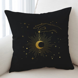 Golden Hand Holding Moon Light SWKD4514 Cushion Cover