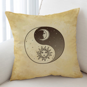 Retro Yin Yang Sun and Moon Face SWKD4519 Cushion Cover