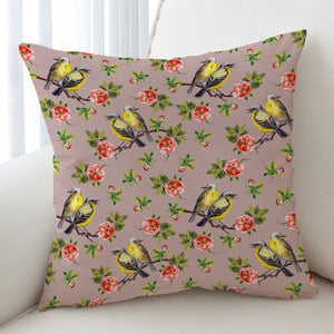 Couple Sunbird and Pink Flowers SWKD4533 Cushion Cover