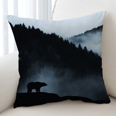 Image of Black Scene High Forest Mountain Bear SWKD4538 Cushion Cover