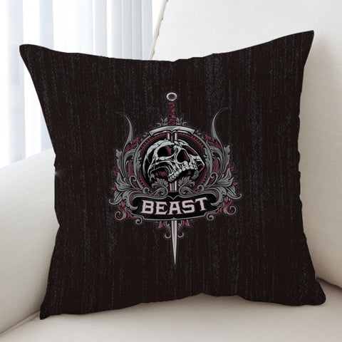 Image of Skull Knife Beast Metal Logo Black Theme SWKD4540 Cushion Cover