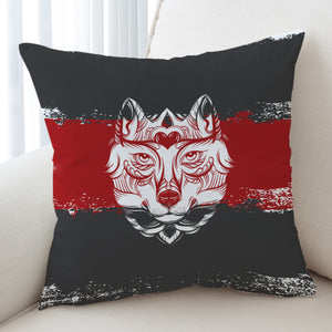Vintage Wolf Grey & Red Brush SWKD4582 Cushion Cover
