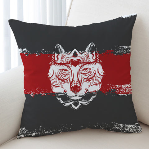 Image of Vintage Wolf Grey & Red Brush SWKD4582 Cushion Cover