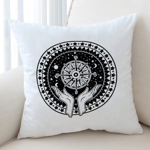 B&W Raising Hands Sign Compass SWKD4596 Cushion Cover