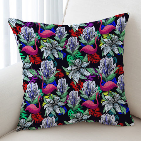 Image of Multi Flamingos & Flowers Full Screen SWKD4597 Cushion Cover