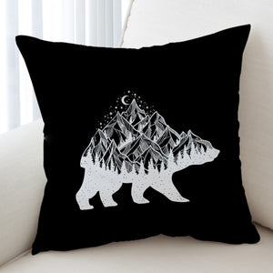 B&W Night Mountain On The Bear Sketch SWKD4600 Cushion Cover