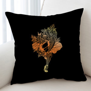 Gradient Yellow & Orange Lady In The Flowers SWKD4602 Cushion Cover