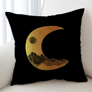 Golden Half Moon Landscape Illustration SWKD4637 Cushion Cover